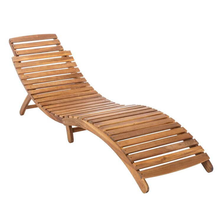 Alois Outdoor Acacia Chaise Lounge with Table Reviews AllModern